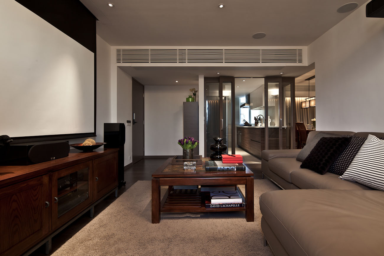 lui design associates designer interior apartment condo residential earth tones wood minimal hong kong china architecture living room tv area table